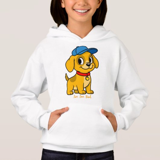青い帽子をかぶった幸せな子犬 (正面)