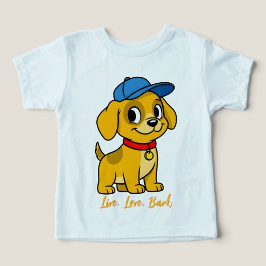 青い帽子をかぶった幸せな子犬 (デザイン正面)
