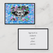 青い帽子をかぶった笑う骸骨の女性 名刺 (正面/裏面)