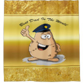 青い帽子をかぶった警察官のジャガイモ シャワーカーテン (正面)