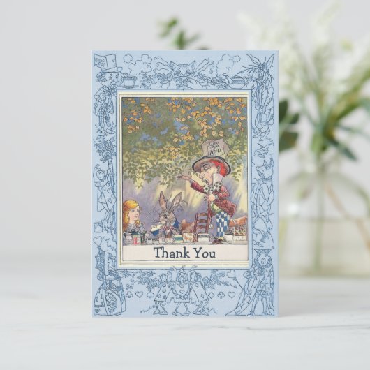青い帽子屋の不思議の国のお茶会は感謝していしています サンキューカード (スタンド正面)