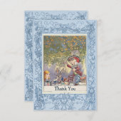 青い帽子屋の不思議の国のお茶会は感謝していしています サンキューカード (正面/裏面)