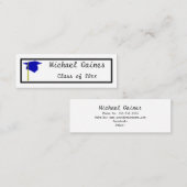 青い帽子 – 卒業名カードを挿入 スキニー名刺 (正面/裏面)