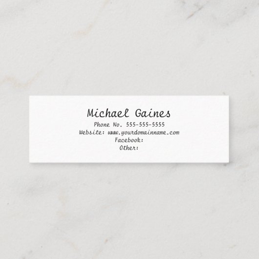 青い帽子 – 卒業名カードを挿入 スキニー名刺 (裏面)