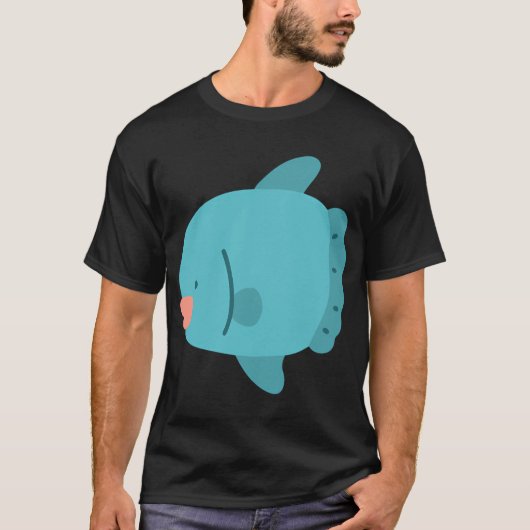 青い平らな色のマンボウ Tシャツ (正面)