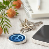 青い平和サイン キーホルダー (側面)