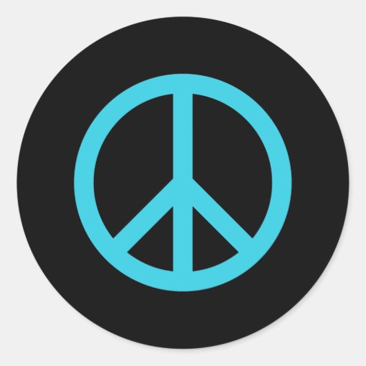 青い平和サイン ラウンドシール (正面)