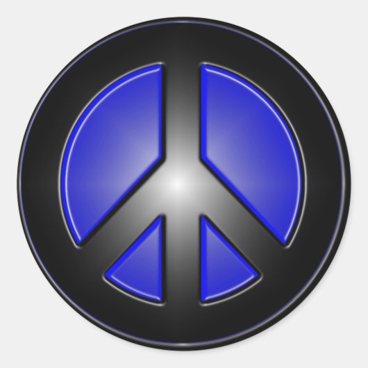 青い平和サイン ラウンドシール (正面)