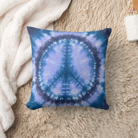青い平和絞り染めの装飾用クッション クッション (ブランケット)