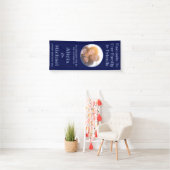 青い幸せなカップルの名前と写真結婚の歓迎 横断幕 (インサイチュ)