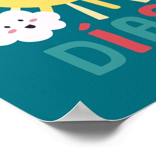 青い幸せな太陽の幼児アート(スペイン語ポスター) ポスター (角)