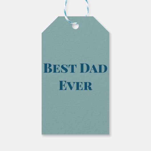 青い幸せな父の日の最高のパパは常に文字名を追加 ギフトタグ (裏面)