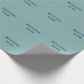 青い幸せな父の日の最高のパパは常に文字名を追加 ラッピングペーパー (角)