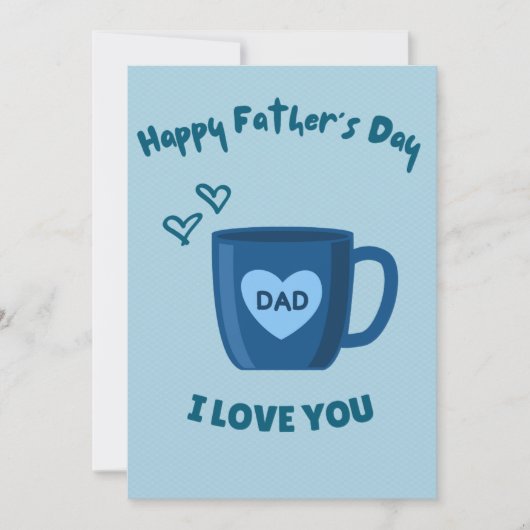 青い幸せな父の日 招待状 (正面)