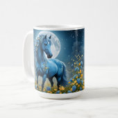 青い幻想の魔法の馬の月の花, コーヒーマグカップ (正面左)