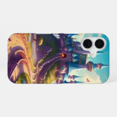 青い幻想城 iPhone 16ケース (裏面横)