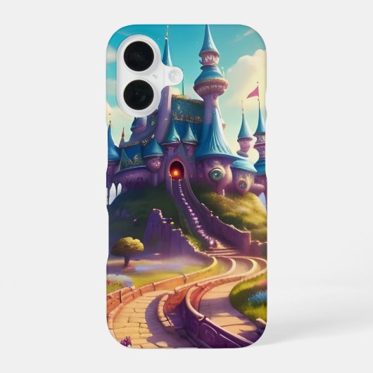 青い幻想城 iPhone 16ケース (裏面)
