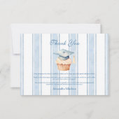 青い幼稚園のテディベアの卒業式 サンキューカード (正面)