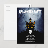 青い幽霊のいる不気味なホーンテッドハウス ポストカード (正面/裏面)