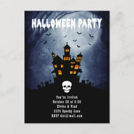 青い幽霊のいる不気味なホーンテッドハウス ポストカード