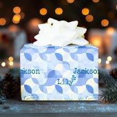 青い幾何モダンパターンのミニマルデザイン ラッピングペーパー