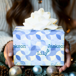 青い幾何モダンパターンのミニマルデザイン ラッピングペーパー