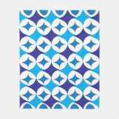 青い幾何モダン図形 フリースブランケット (正面)