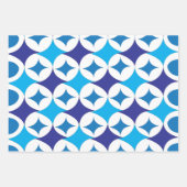 青い幾何モダン図形 ラッピングペーパーシート (正面)