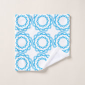 青い幾何学円のアートパターン バスタオルセット (ウォッシュタオル)