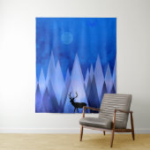 青い幾何学山鹿 タペストリー (インサイチュ)