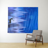 青い幾何学山鹿 タペストリー (インサイチュ(横))