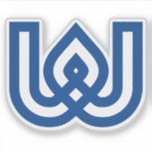 青い幾何学模様のモノグラムW シール (正面)