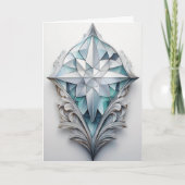 青い幾何学模様の十字形 カード (正面)