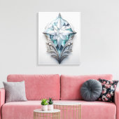 青い幾何学模様の十字形 キャンバスプリント (インサイチュ (リビング))