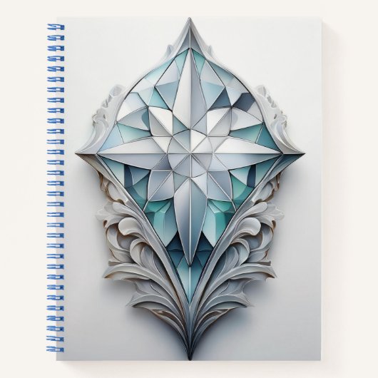 青い幾何学模様の十字形 ノートブック (正面)