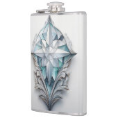 青い幾何学模様の十字形 フラスク (左)