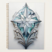 青い幾何学模様の十字形 プランナー手帳 (正面)