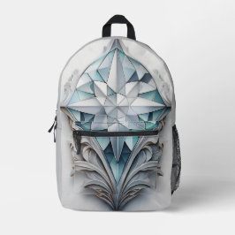 青い幾何学模様の十字形 プリントバックパック