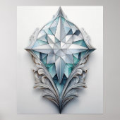 青い幾何学模様の十字形 ポスター (正面)