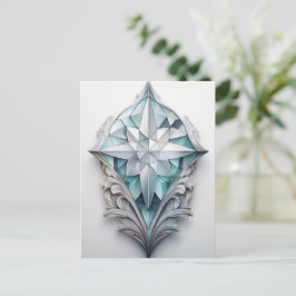 青い幾何学模様の十字形 ポストカード