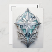 青い幾何学模様の十字形 ポストカード (正面/裏面)