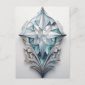 青い幾何学模様の十字形 ポストカード (正面)