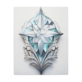 青い幾何学模様の十字形 メタルプリント