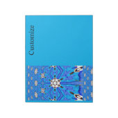 青い幾何学模様の白 ノートパッド (回転)