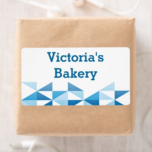 青い幾何学模様パーソナライズされた名ベーキング ラベル (インサイチュ)