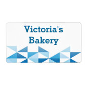 青い幾何学模様パーソナライズされた名ベーキング ラベル (正面)