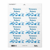 青い幾何学模様パーソナライズされた名ベーキング ラベル (フルシート)