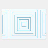 青い幾何学正方形パターン ラッピングペーパーシート (正面)