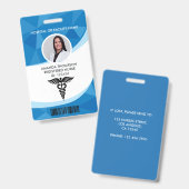青い幾何学登録ナース写真ID バッジ (正面＆裏面)