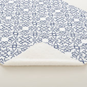 青い幾何学的なモロッコのタイル複雑なアラベスク シェルパブランケット (3/4)